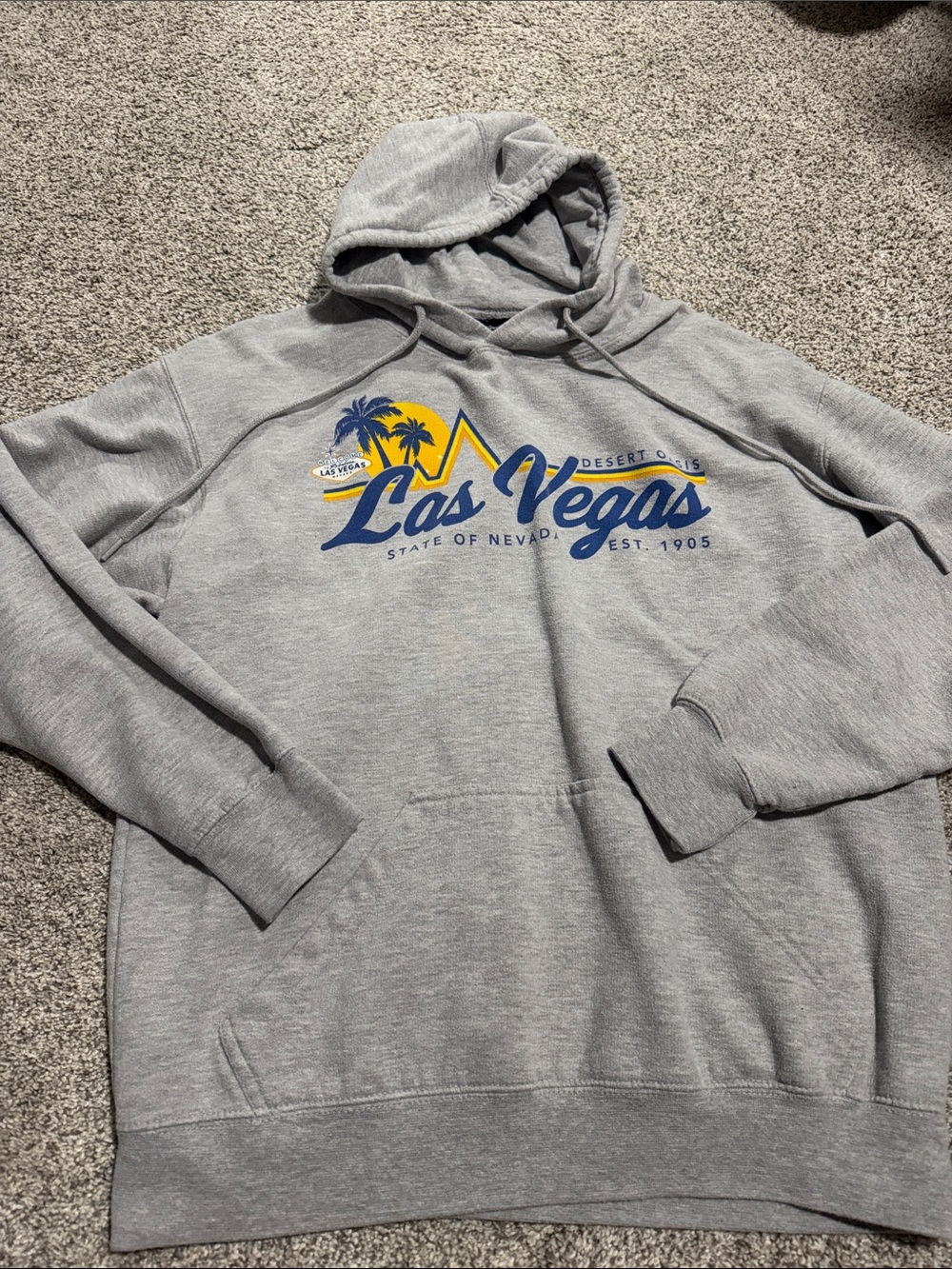 Las Vegas Gray Pullover Hoodie with Graphic Print